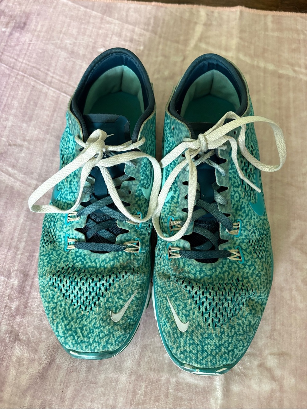 Nike Free 5.0 Tr Fit 4 Print Hyper Turquoise Space Blue Dusty Cactus Women’s 7.5